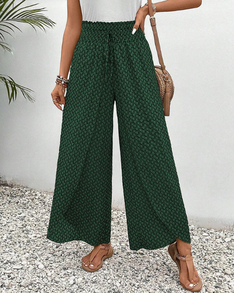 Monica | Women’s High-Waisted Summer Trousers with Geometric Print