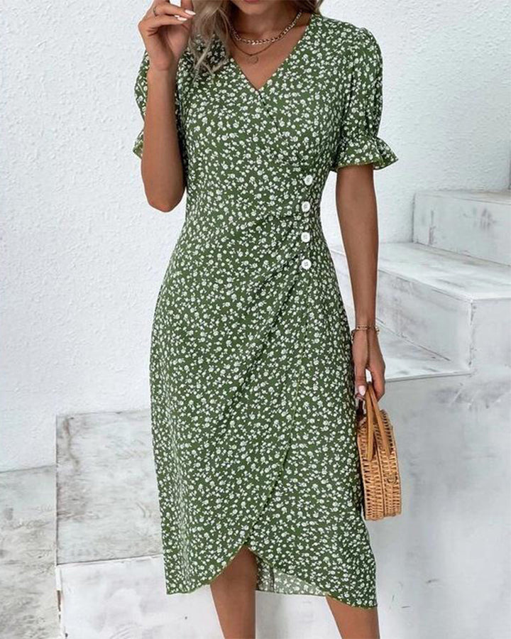 Amelia | Women’s Floral Print Wrap Summer Midi Dress