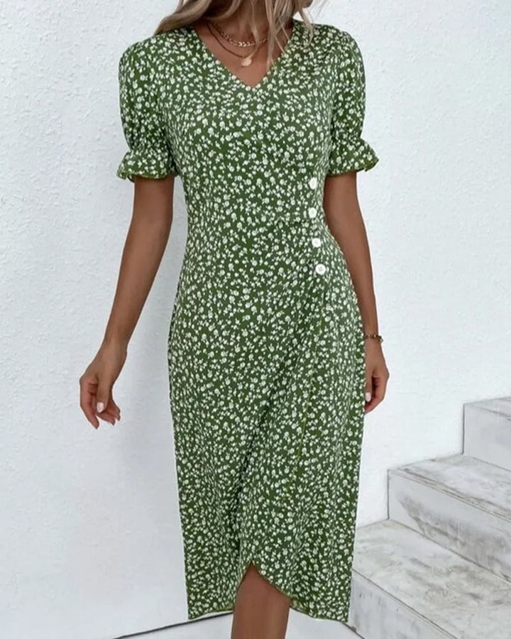 Amelia | Women’s Floral Print Wrap Summer Midi Dress