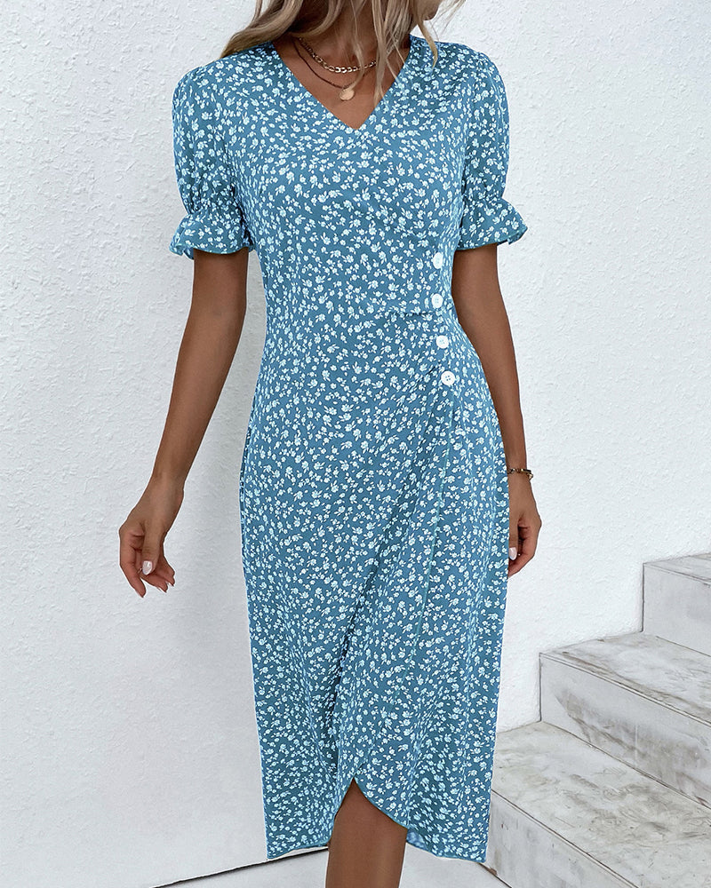 Amelia | Women’s Floral Print Wrap Summer Midi Dress