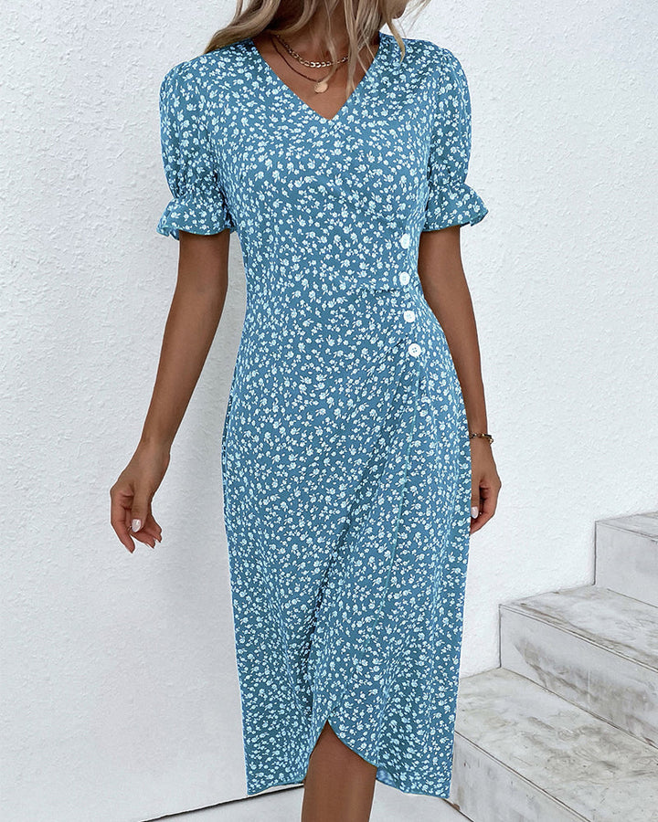Amelia | Women’s Floral Print Wrap Summer Midi Dress