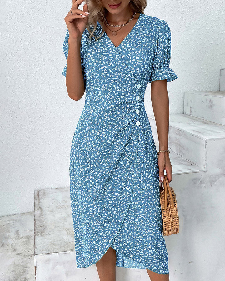 Amelia | Women’s Floral Print Wrap Summer Midi Dress