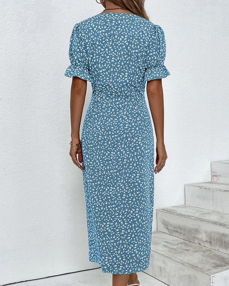 Amelia | Women’s Floral Print Wrap Summer Midi Dress