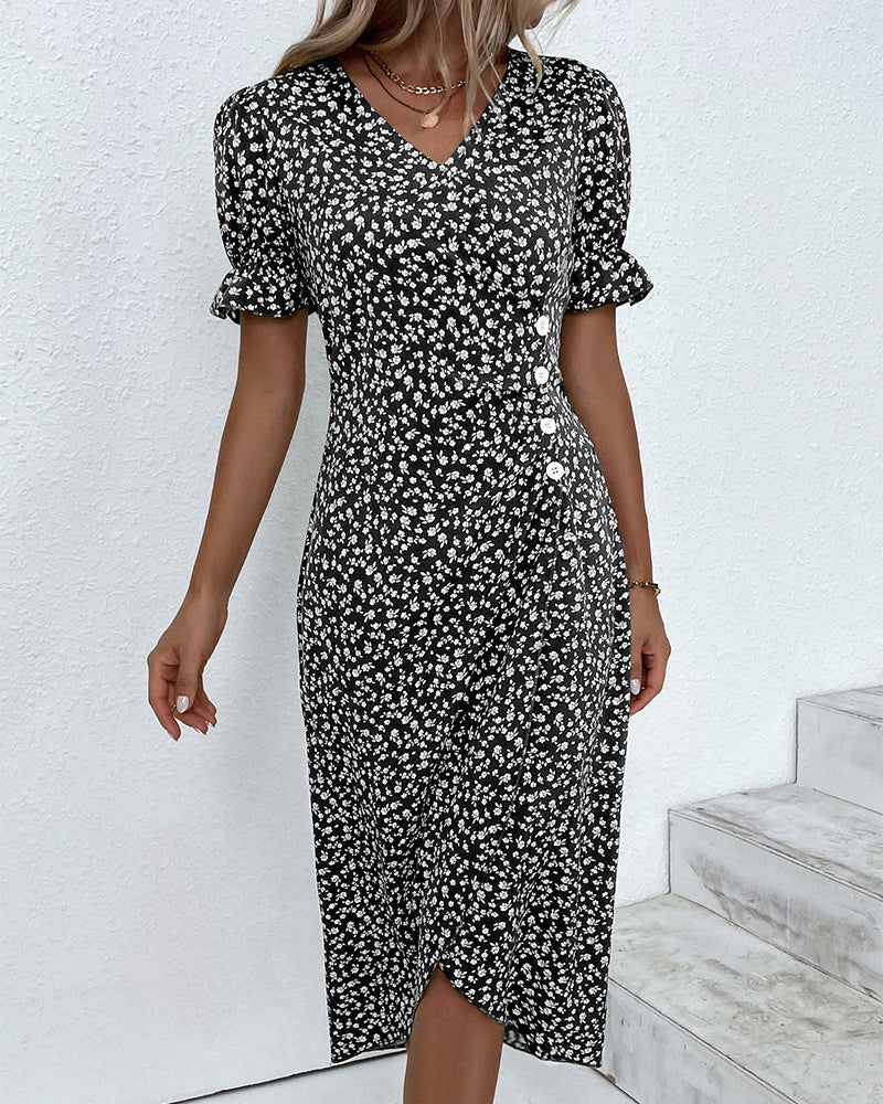 Amelia | Women’s Floral Print Wrap Summer Midi Dress