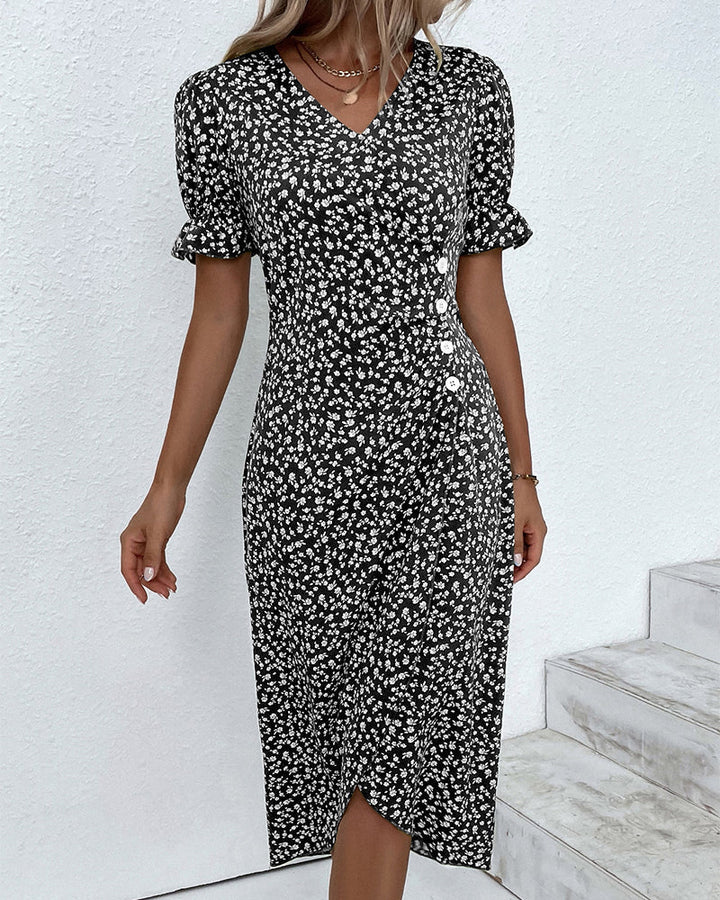 Amelia | Women’s Floral Print Wrap Summer Midi Dress
