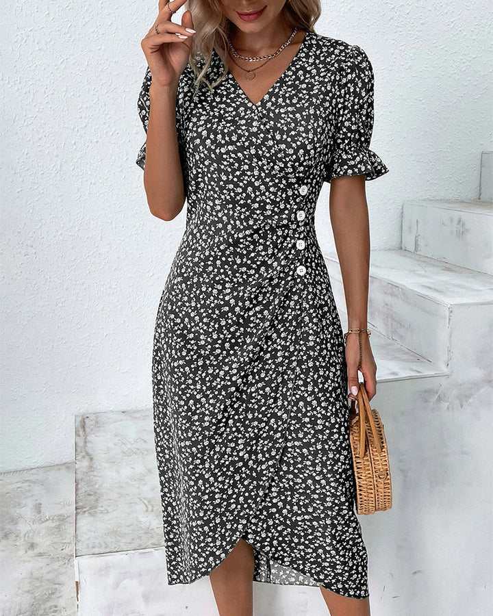 Amelia | Women’s Floral Print Wrap Summer Midi Dress