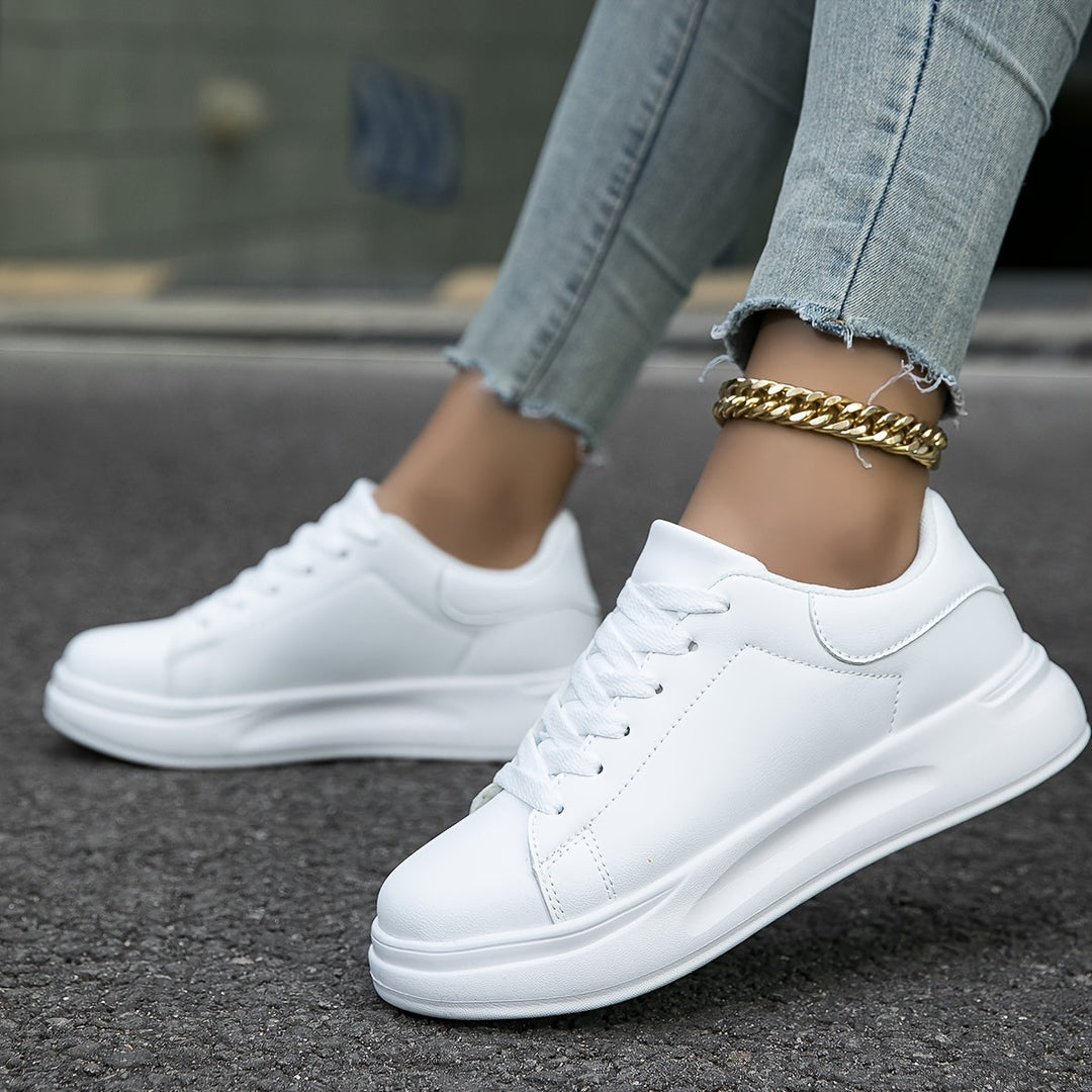Ava | Women’s Minimalist White Leather Sneakers