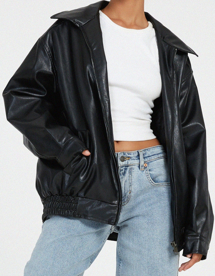 Zara | Women’s Oversized Leather Bomber Jacket