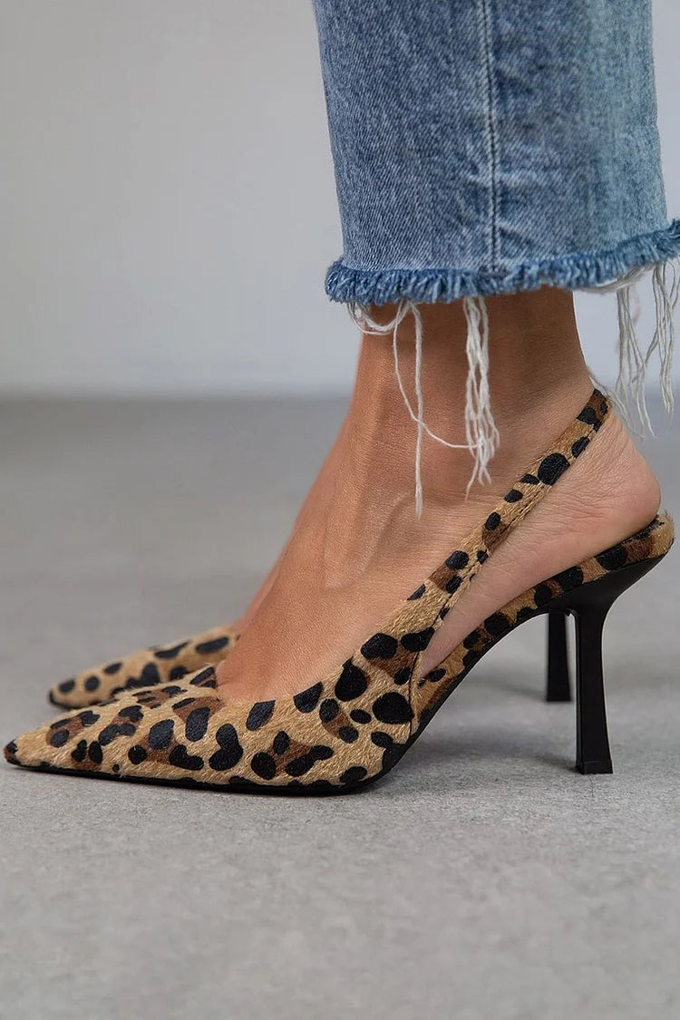 Maria | Elegant Leopard Slingback Stiletto Heels For Women