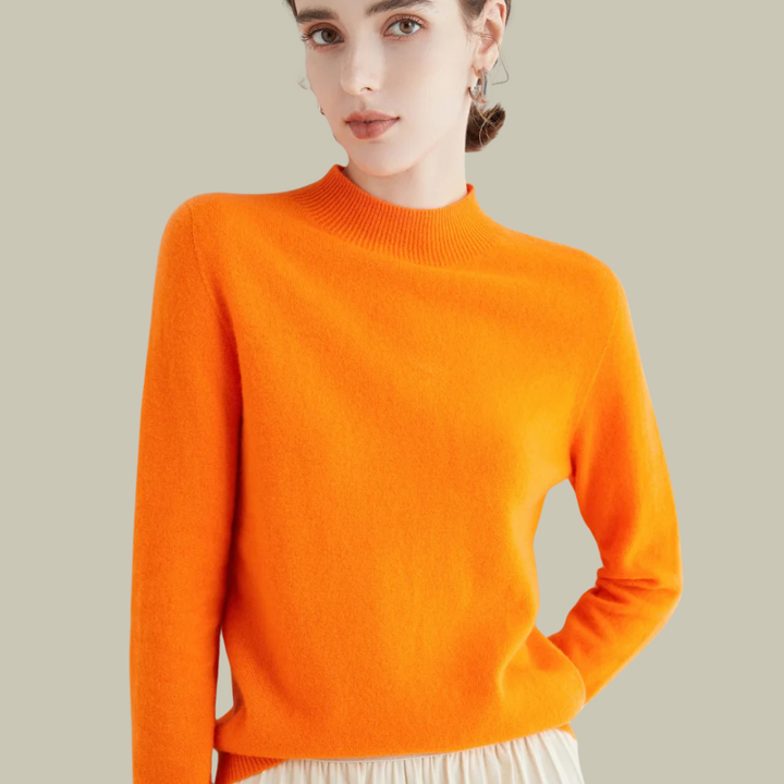 Elena | Slim-Fit High-Neck Merino Wool Winter Sweater For Women