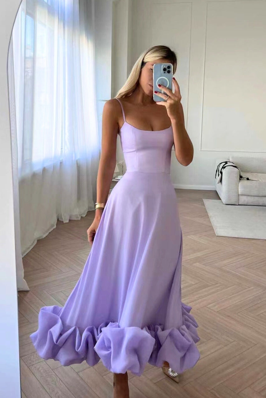 Isla | Women’s Strappy Maxi Dress With Flowy Skirt And Ruffled Hemline
