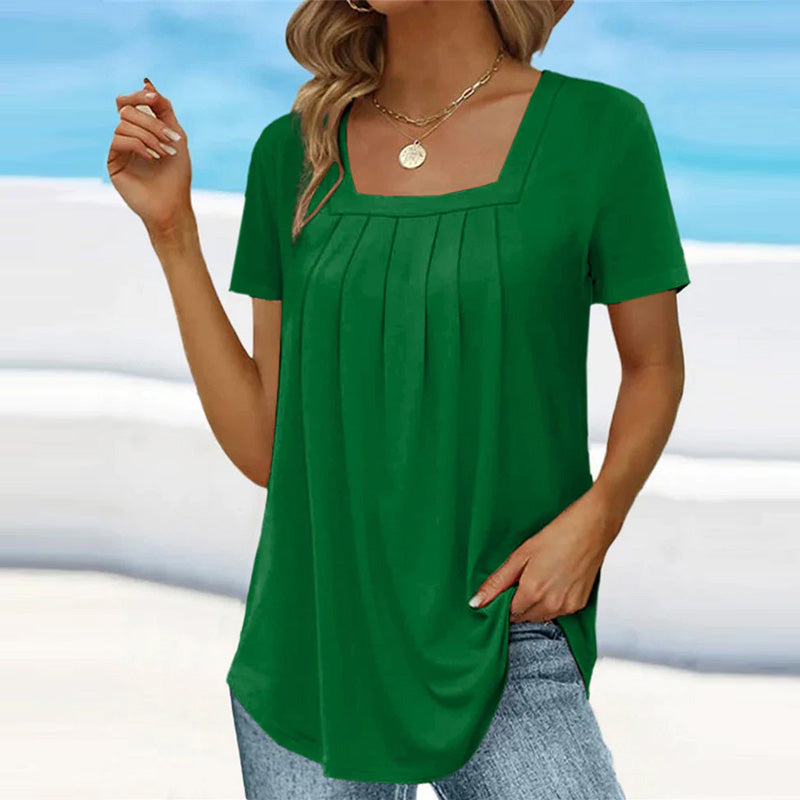 Clara | Women’s Pleated Short Sleeve Summer Blouse