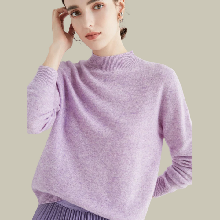 Elena | Slim-Fit High-Neck Merino Wool Winter Sweater For Women