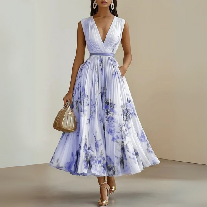 Anouk | Elegant Pleated Sleeveless Maxi Summer Dress For Women