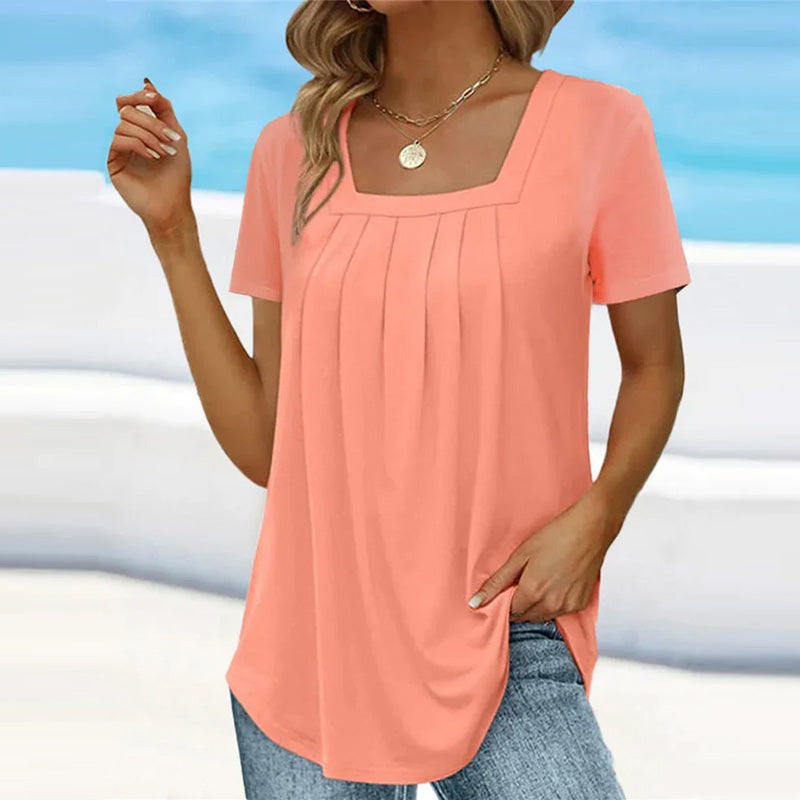 Clara | Women’s Pleated Short Sleeve Summer Blouse