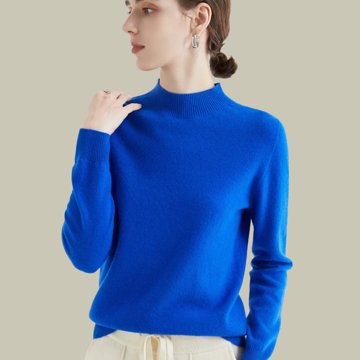 Elena | Slim-Fit High-Neck Merino Wool Winter Sweater For Women