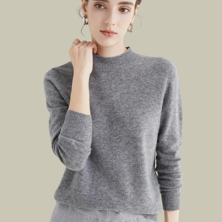 Elena | Slim-Fit High-Neck Merino Wool Winter Sweater For Women