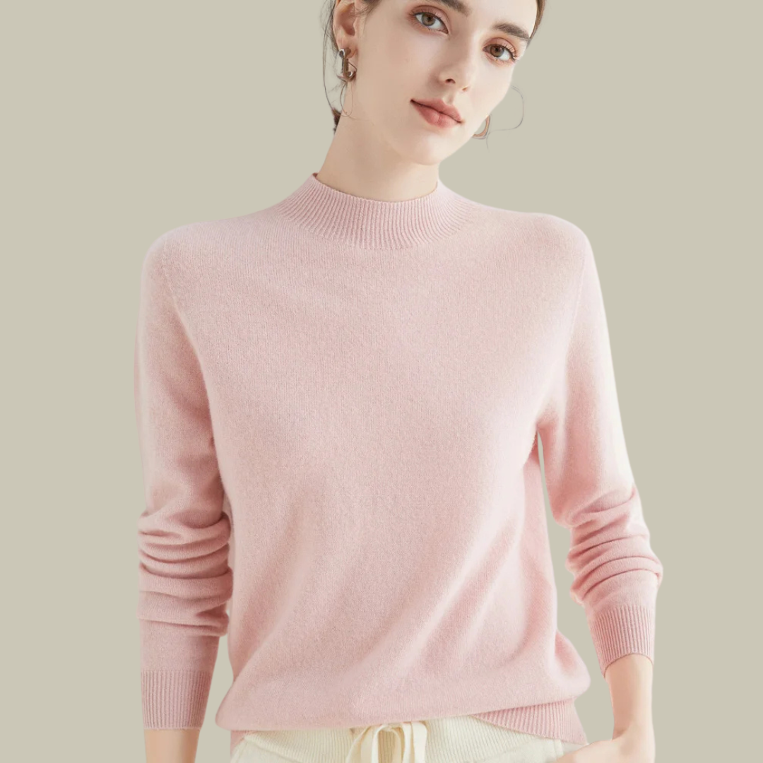 Elena | Slim-Fit High-Neck Merino Wool Winter Sweater For Women