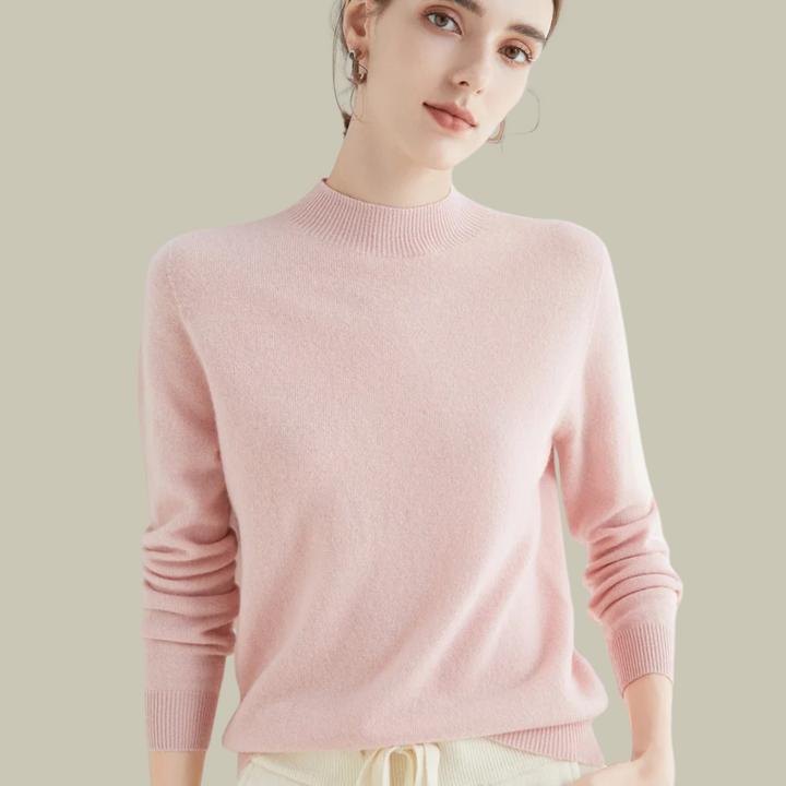 Elena | Slim-Fit High-Neck Merino Wool Winter Sweater For Women