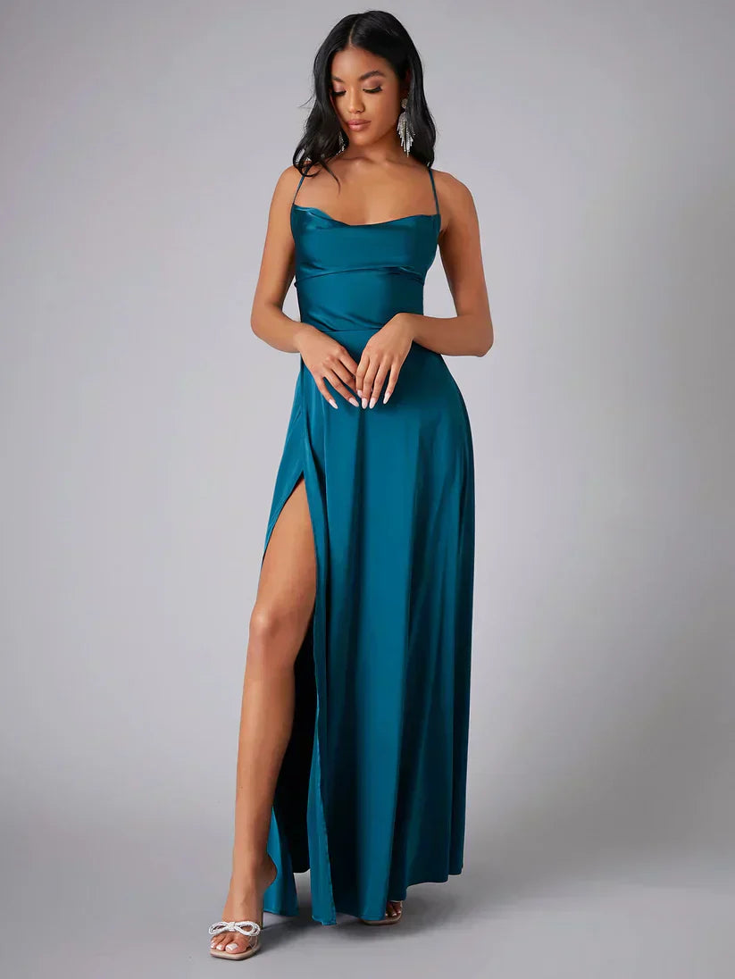 Nina | Women’s Elegant Strappy Maxi Dress With Flowing Silhouette And Side Slit