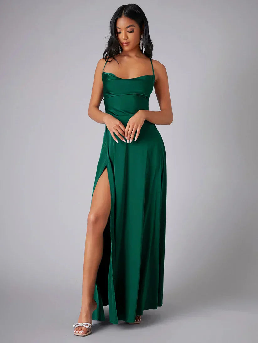 Nina | Women’s Elegant Strappy Maxi Dress With Flowing Silhouette And Side Slit