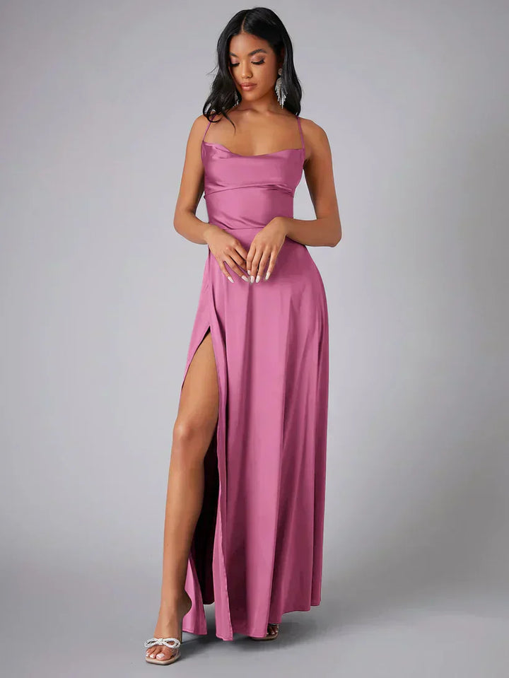 Nina | Women’s Elegant Strappy Maxi Dress With Flowing Silhouette And Side Slit
