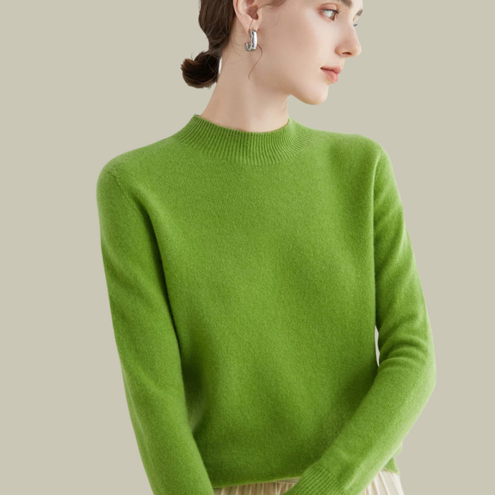 Elena | Slim-Fit High-Neck Merino Wool Winter Sweater For Women