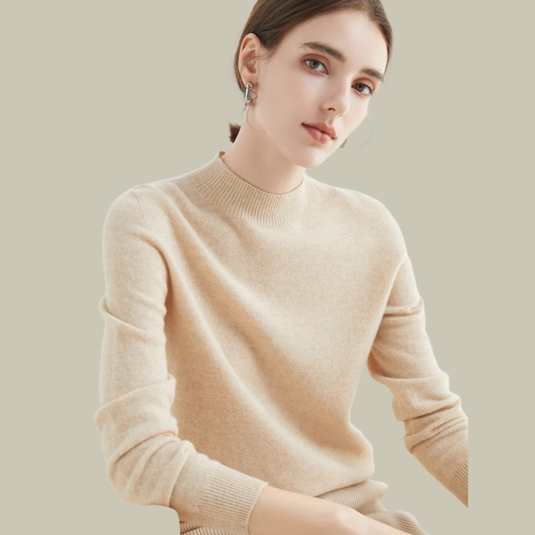 Elena | Slim-Fit High-Neck Merino Wool Winter Sweater For Women