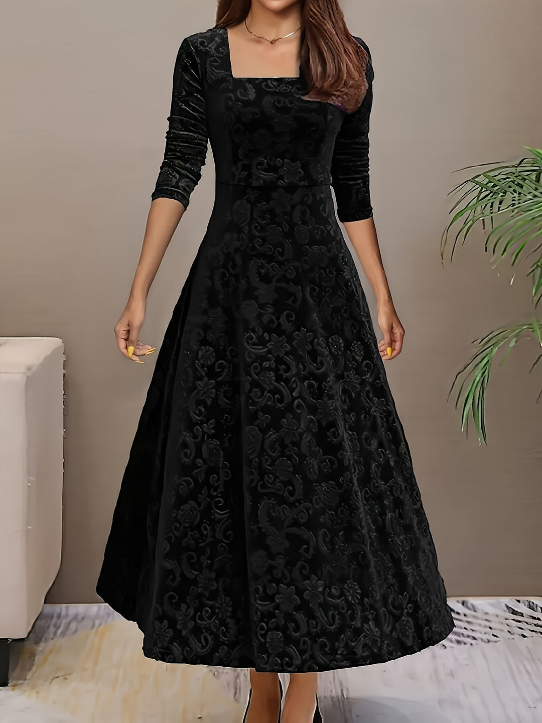 Aria | Women’s Graceful Floral Print Midi Dress