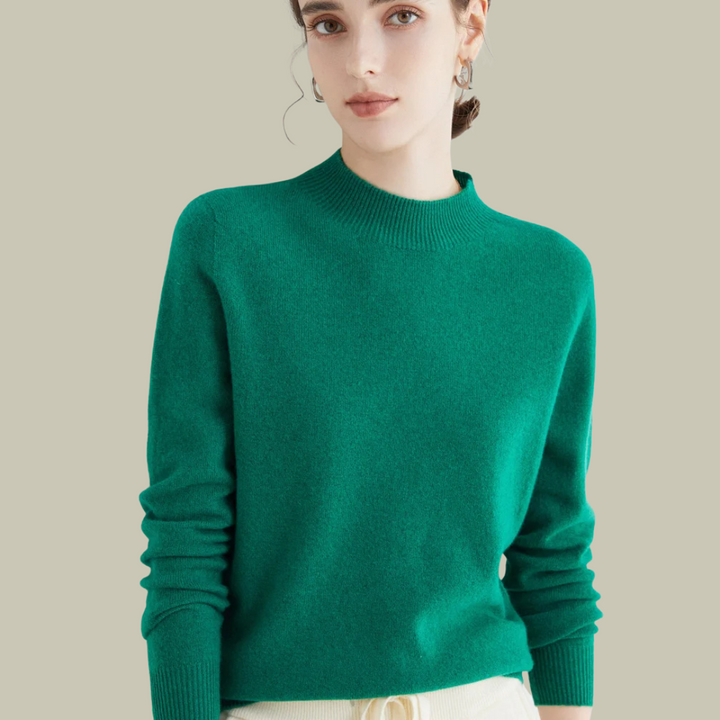 Elena | Slim-Fit High-Neck Merino Wool Winter Sweater For Women