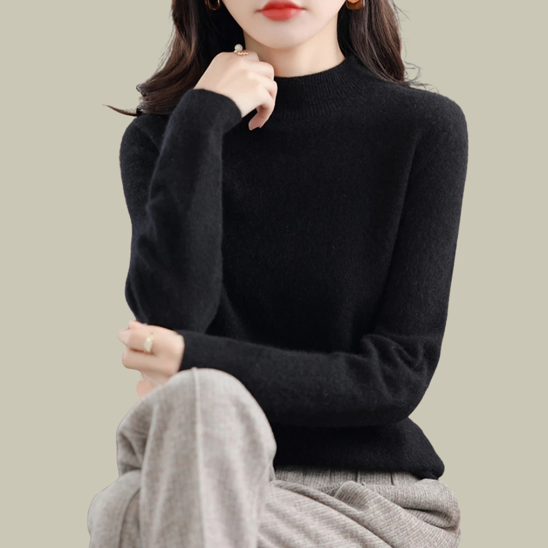 Elena | Slim-Fit High-Neck Merino Wool Winter Sweater For Women