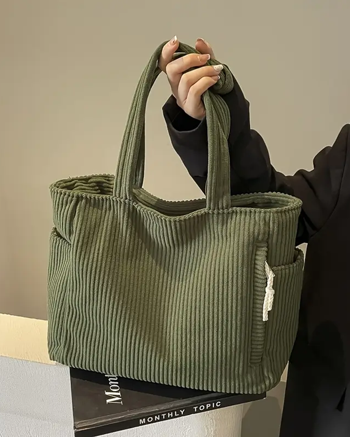 Tilda | Spacious Ribbed Cord-Detail Tote Bag For Women