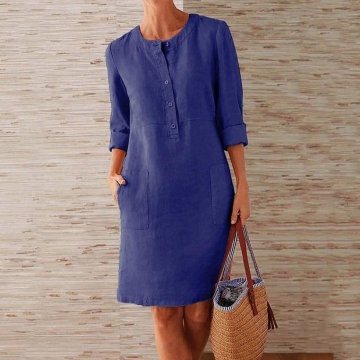 Charlotte | Women’s Button Front Shift Dress with Side Pockets
