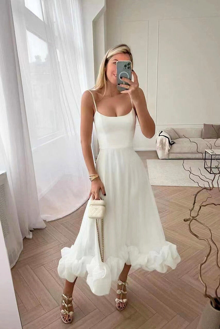 Isla | Women’s Strappy Maxi Dress With Flowy Skirt And Ruffled Hemline