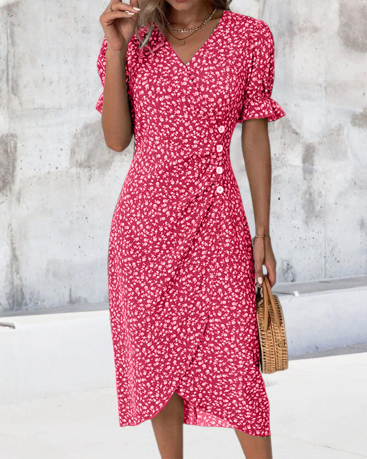 Amelia | Women’s Floral Print Wrap Summer Midi Dress