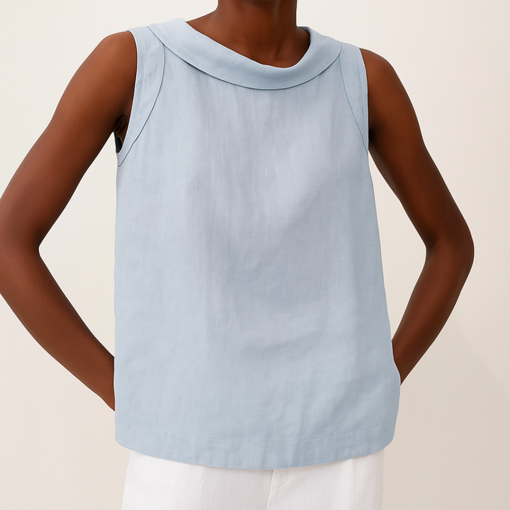 Maria | Refined Sleeveless Roll-Collar Top For Women