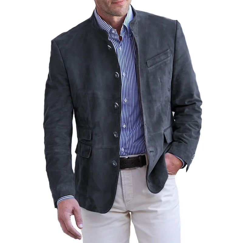 Julian | Slim-Fit Men’s Suede Blazer With Mandarin Collar