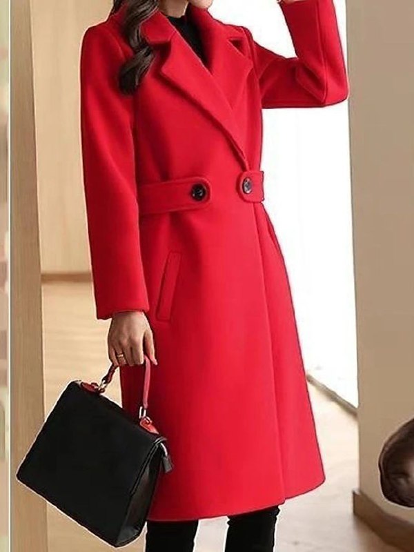 Elise | Tailored Long-Sleeve Winter Coat with Elegant Waist Belt for Women