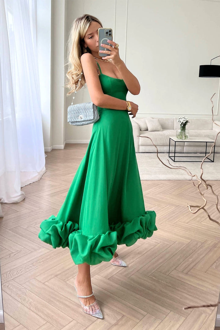 Isla | Women’s Strappy Maxi Dress With Flowy Skirt And Ruffled Hemline