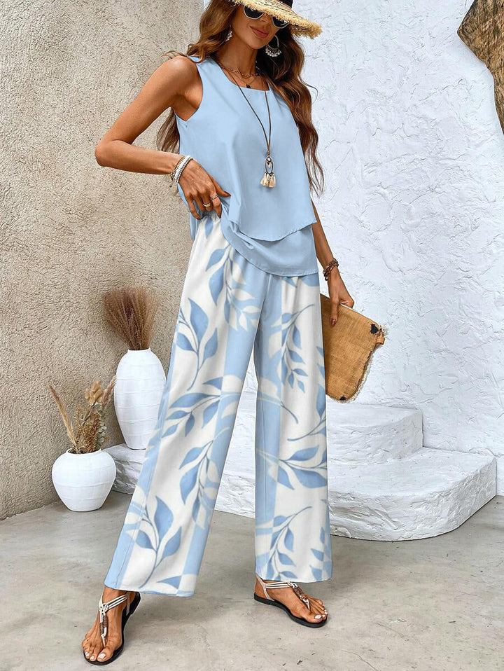 Coraline | Coordinated Sleeveless Top And Wide-Leg Set For Women