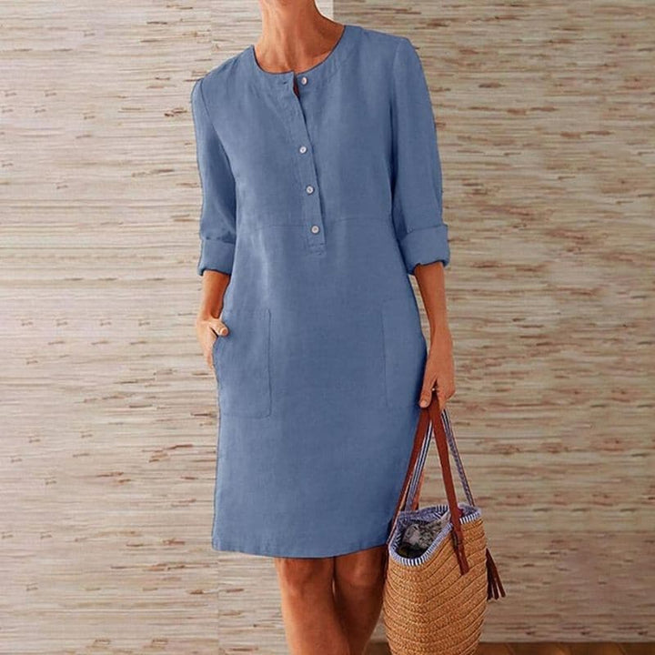 Charlotte | Women’s Button Front Shift Dress with Side Pockets
