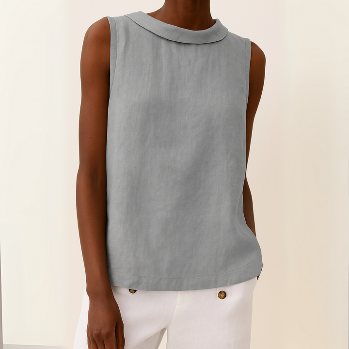 Maria | Refined Sleeveless Roll-Collar Top For Women