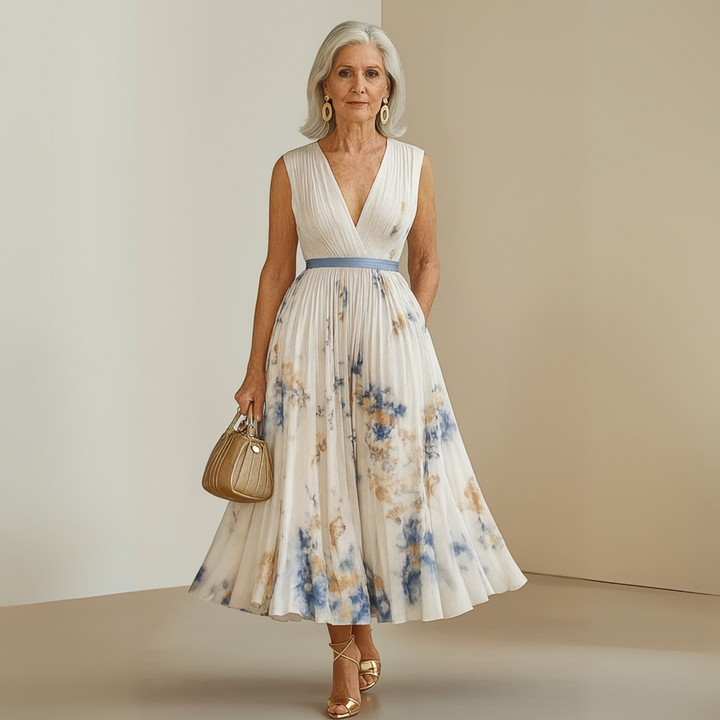 Anouk | Elegant Pleated Sleeveless Maxi Summer Dress For Women