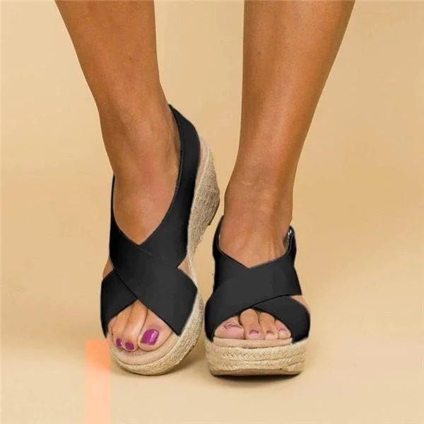 Grace | Women’s Cross Strap Wedge Espadrille Sandals