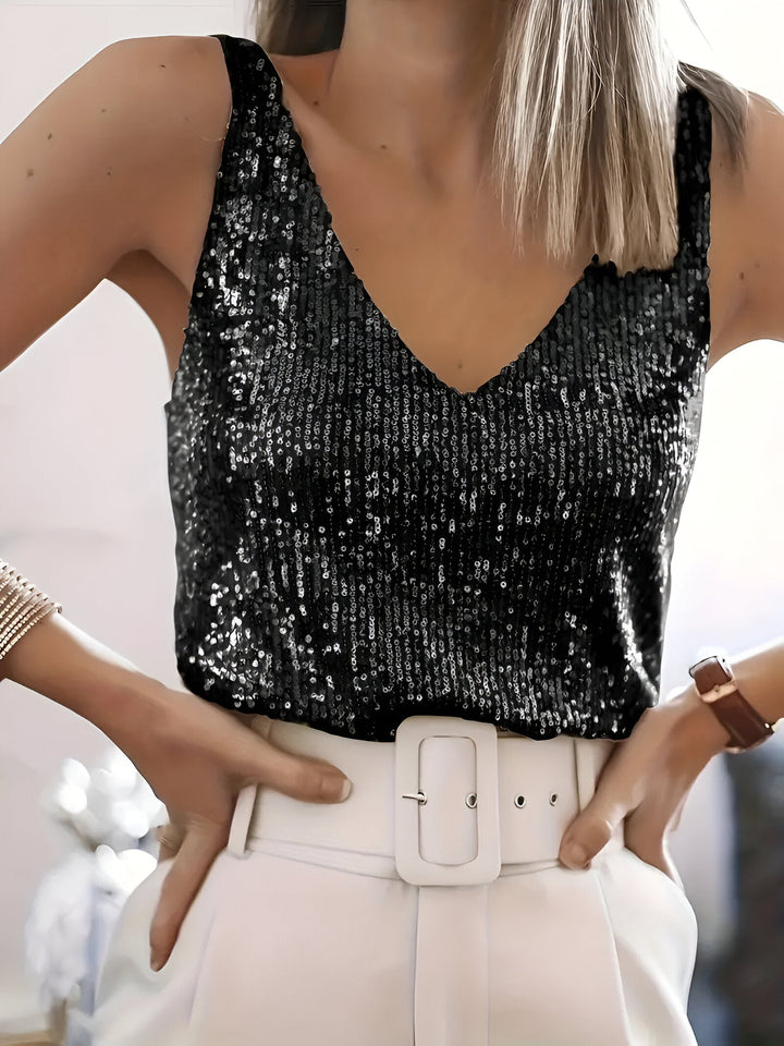 Elodie | Women’s Sleeveless Sequin Top with Sparkling Finish