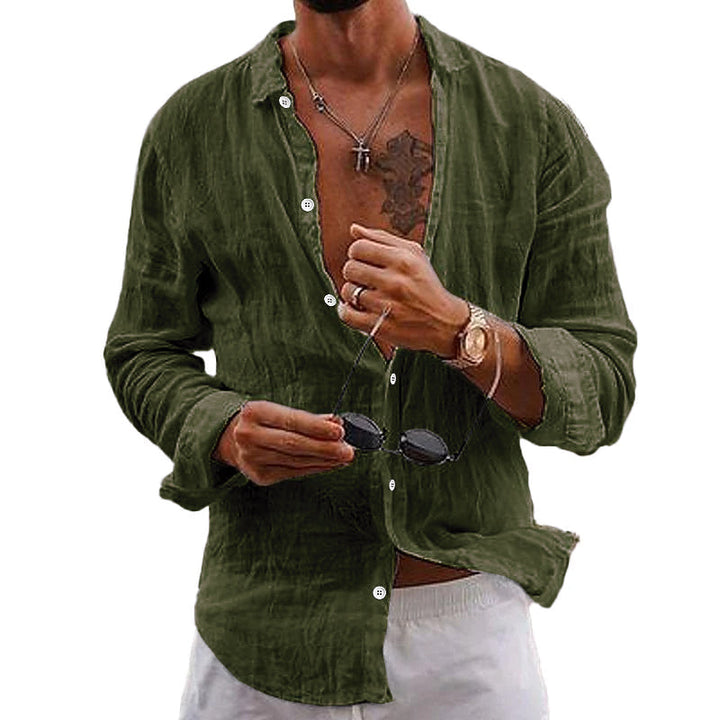 Ethan | Men’s Linen Long Sleeve Button-Up Shirt