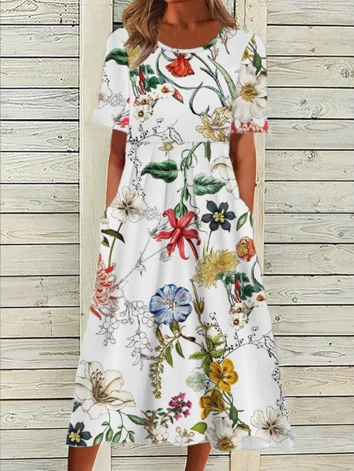 Florence | Feminine Floral Midi Dress For Women