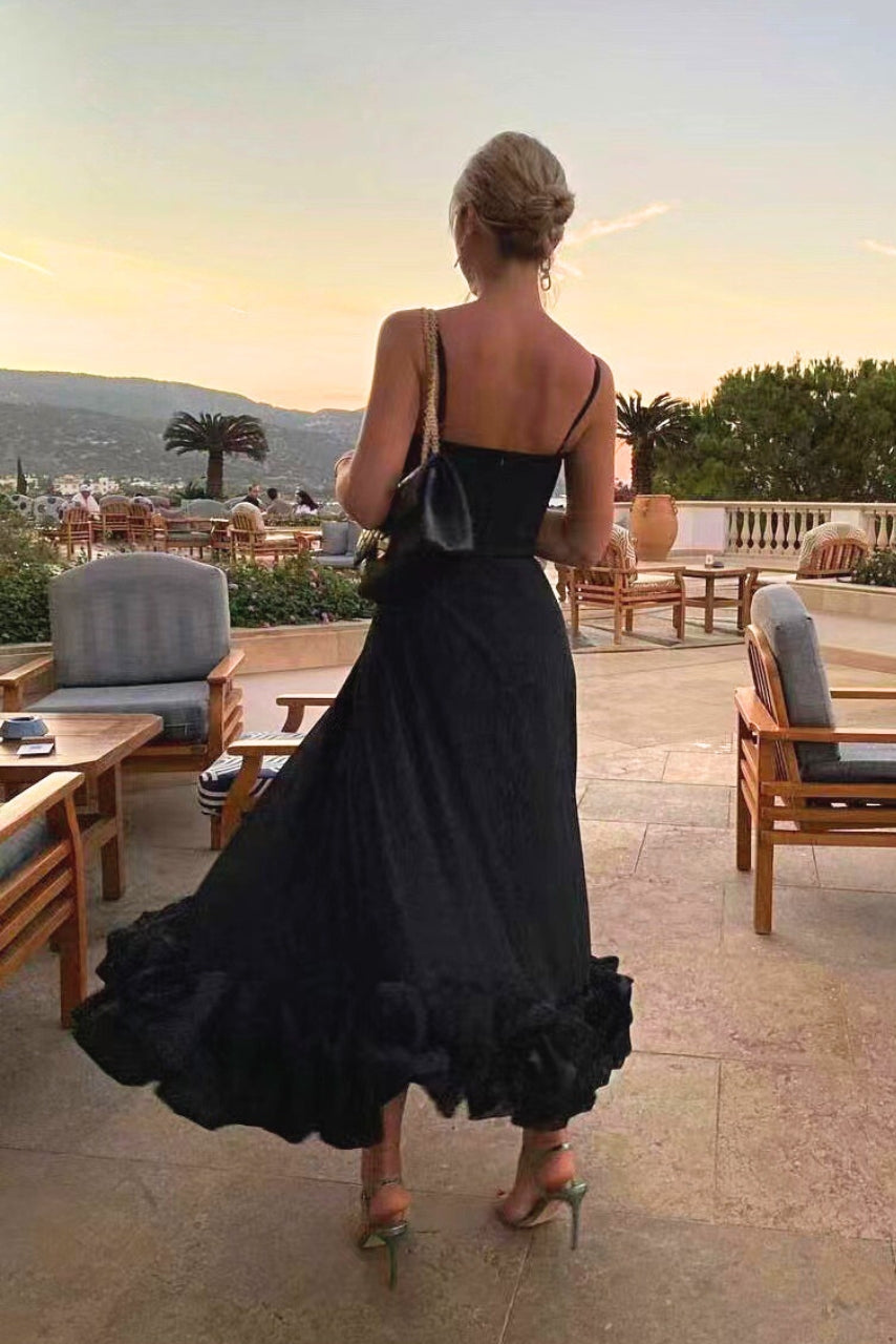 Isla | Women’s Strappy Maxi Dress With Flowy Skirt And Ruffled Hemline