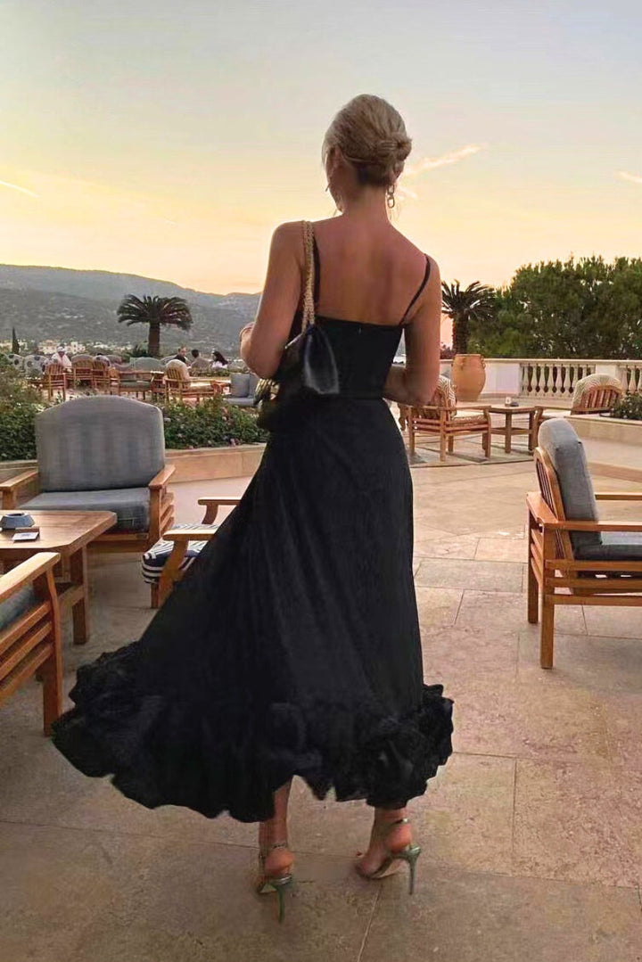 Isla | Women’s Strappy Maxi Dress With Flowy Skirt And Ruffled Hemline