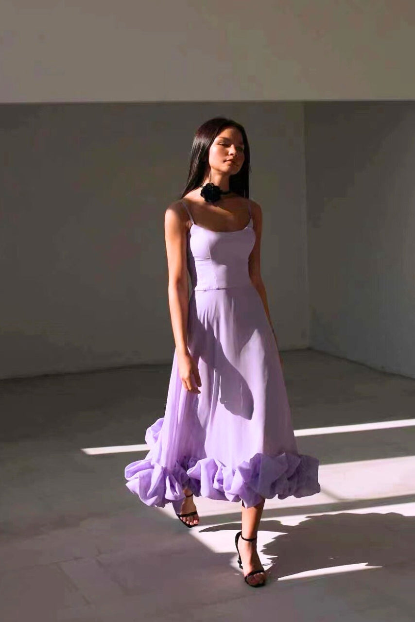 Isla | Women’s Strappy Maxi Dress With Flowy Skirt And Ruffled Hemline